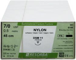 Nylon Monofil Packung 36 Stck, schwarz, 45 cm, DSM 11, USP 7/0