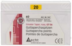 Guttaperchaspitzen rosa Greater Taper Packung 60 Stck Taper.06, ISO 020