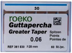 Guttapercha Greater Taper Packung 60 Stck Taper.06 ISO 030